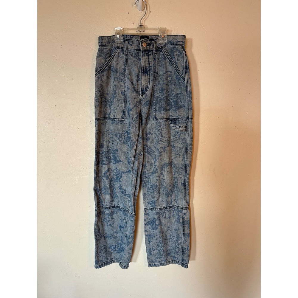 BDG Urban Outfitters High-Rise Baggy Damask Floral Print Jeans Blue 26